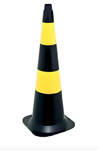 2 Cones Sinalização De Trânsito Rígido 75cm Amarelo E Preto