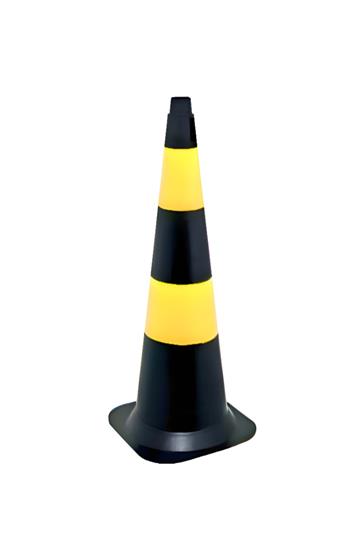 2 Cone Sinalização De Trânsito Rígido 75cm Amarelo E Preto