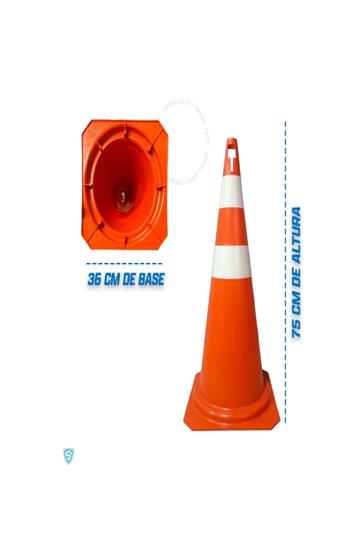 2 Cone De Sinalização Laranja Com Faixa Refletiva 75cm