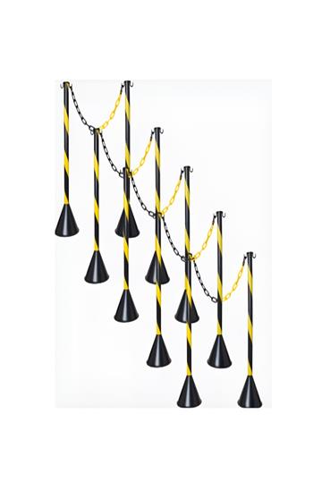 10 Pedestal De Sinalização +5 Metros  Corrente Zebra