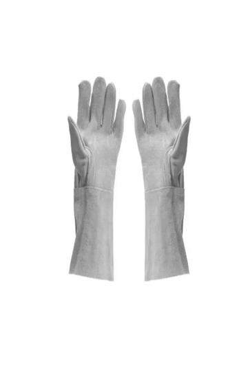 2 Pares Luva Raspa Punho Longo  Couro Soldador Segurança Epi. Ta P