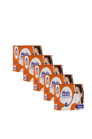 KIT 5X MÁSCARAS TRIPLA DESCARTÁVEIS MEDIX