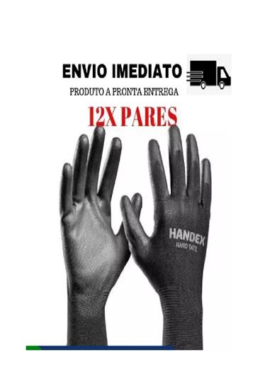 KIT 12 LUVAS MULTITATO PRETA CA 41628 Tamanho G