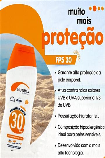 PROTETOR SOLAR PROFISSIONAL FPS 30/60 NUTRIEX 120ML